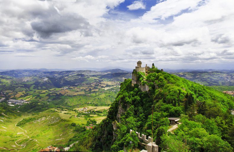 breathtaking view with castle . San Marino, Italy